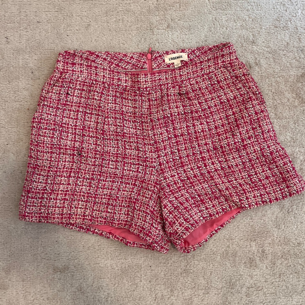 L’Agence Tweed Shorts in Pink